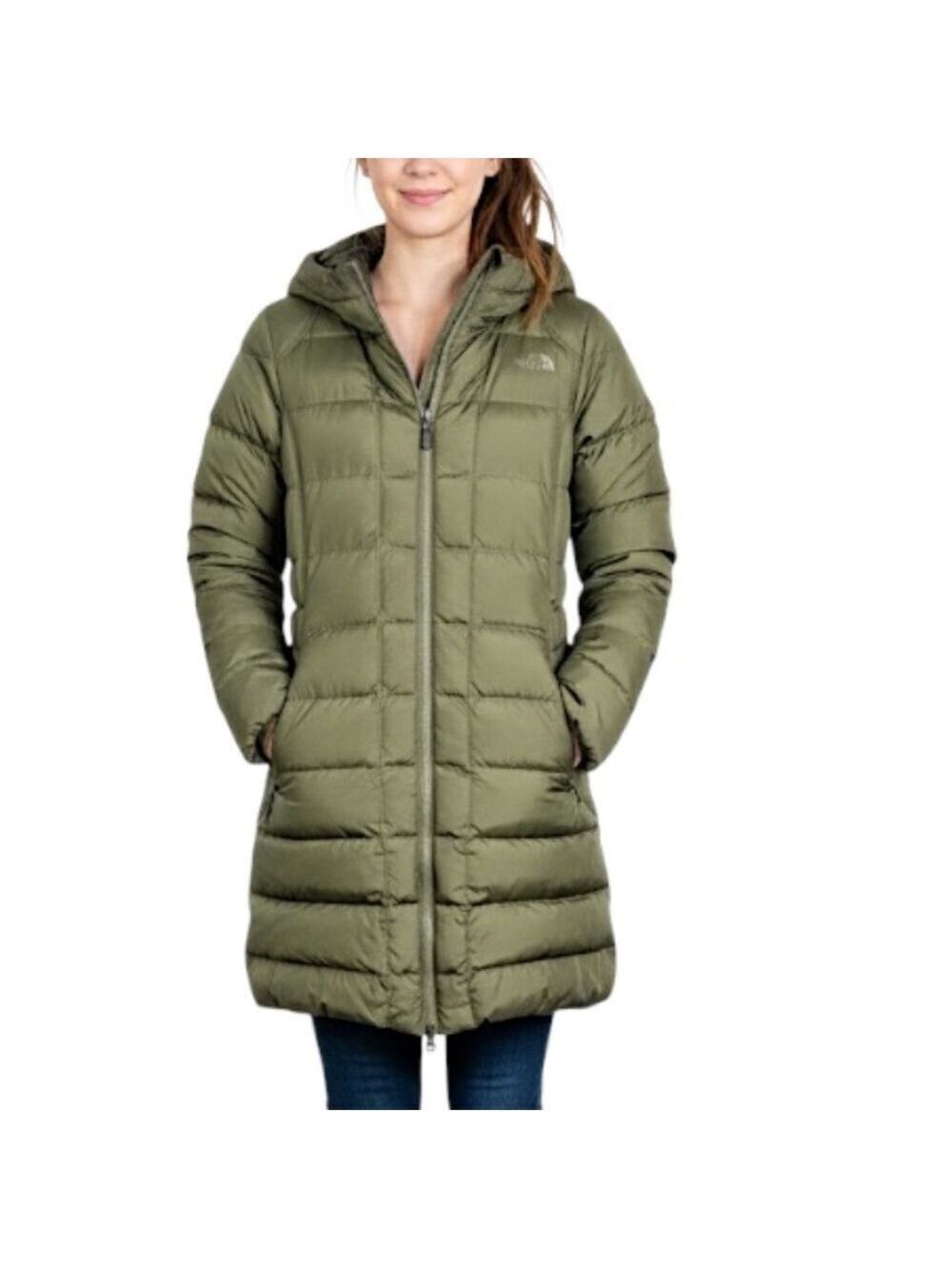 The North Face Gotham olive green 550 down filled hooded parka winter coat S